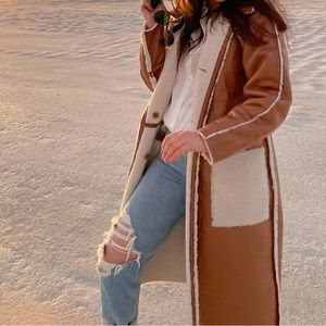 Topshop Elisa Reversible Shearling Coat